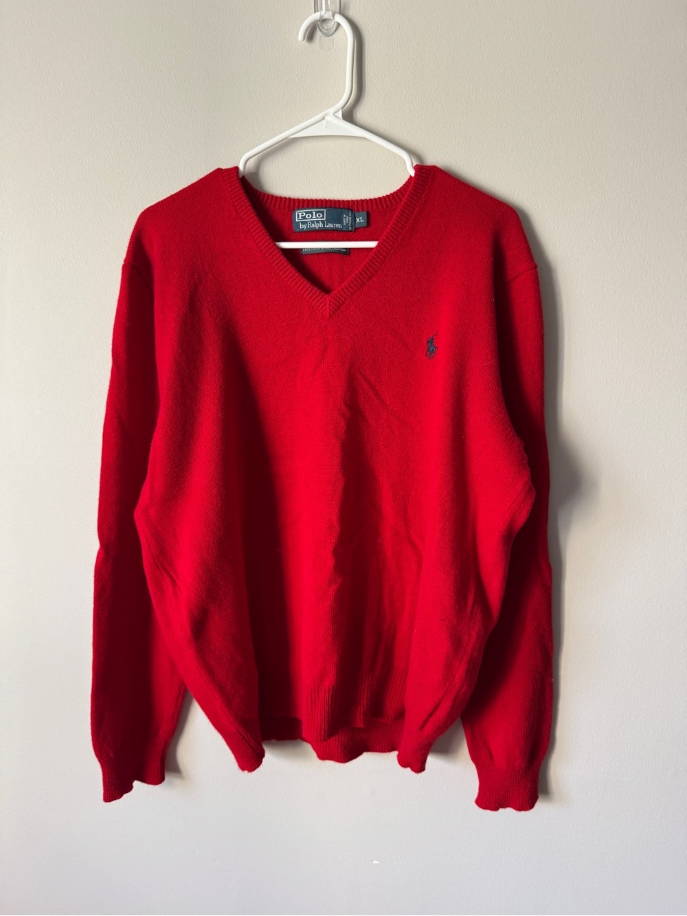 Polo by Ralph Lauren Red V-Neck Sweater with Navy Pony